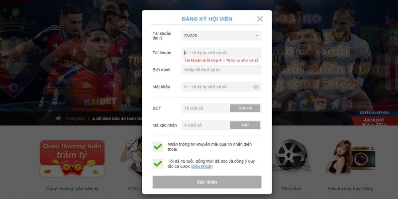 Đăng ký tài khoản chơi game tài xỉu Ku11